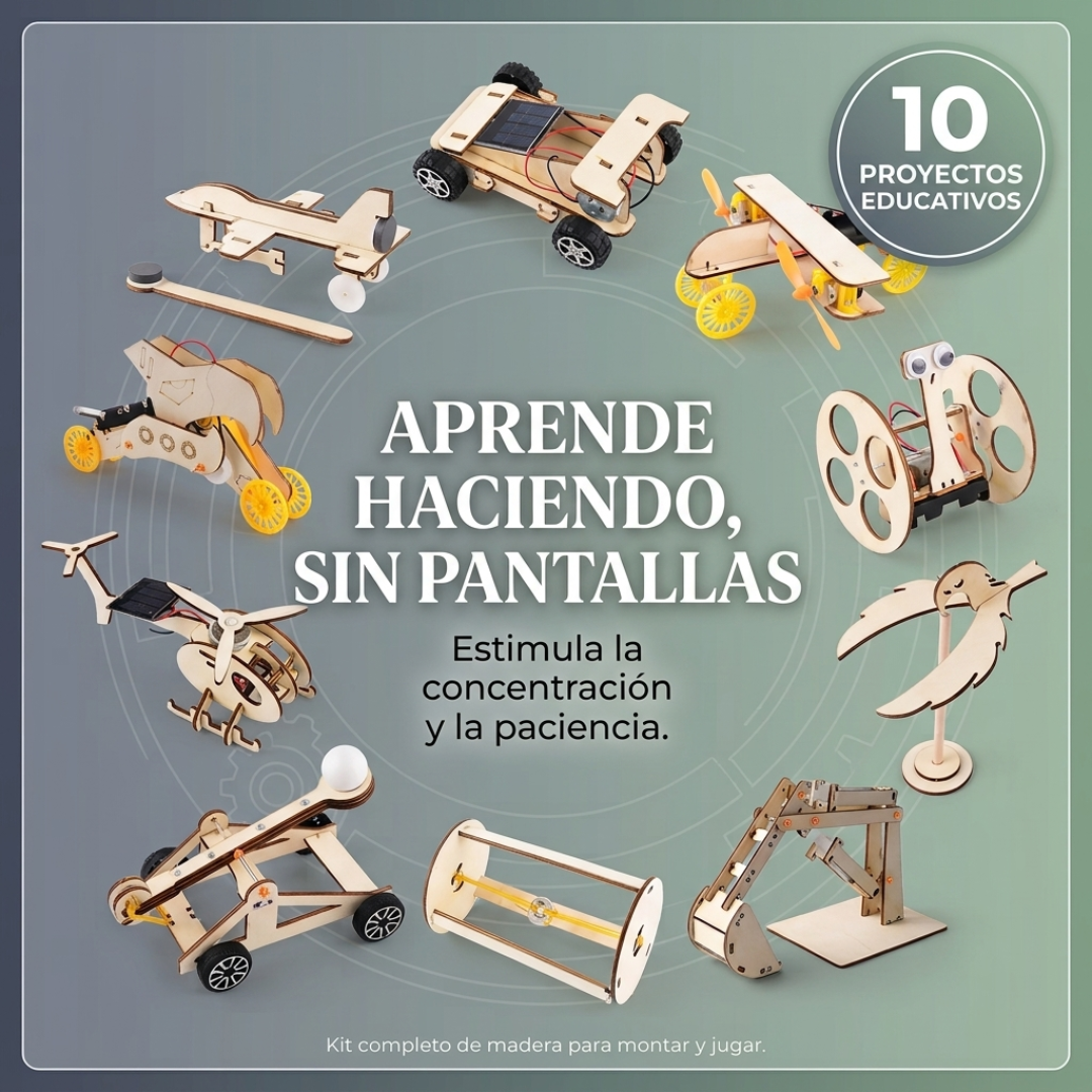 Kit STEM de Madera para Armar – Robot Solar Educativo para Niños