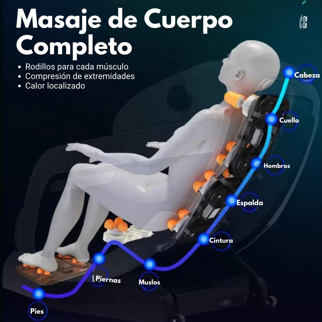 Sillón Masajeador de Lujo - Masaje de Cuerpo Completo con Compresión Y Rodillos