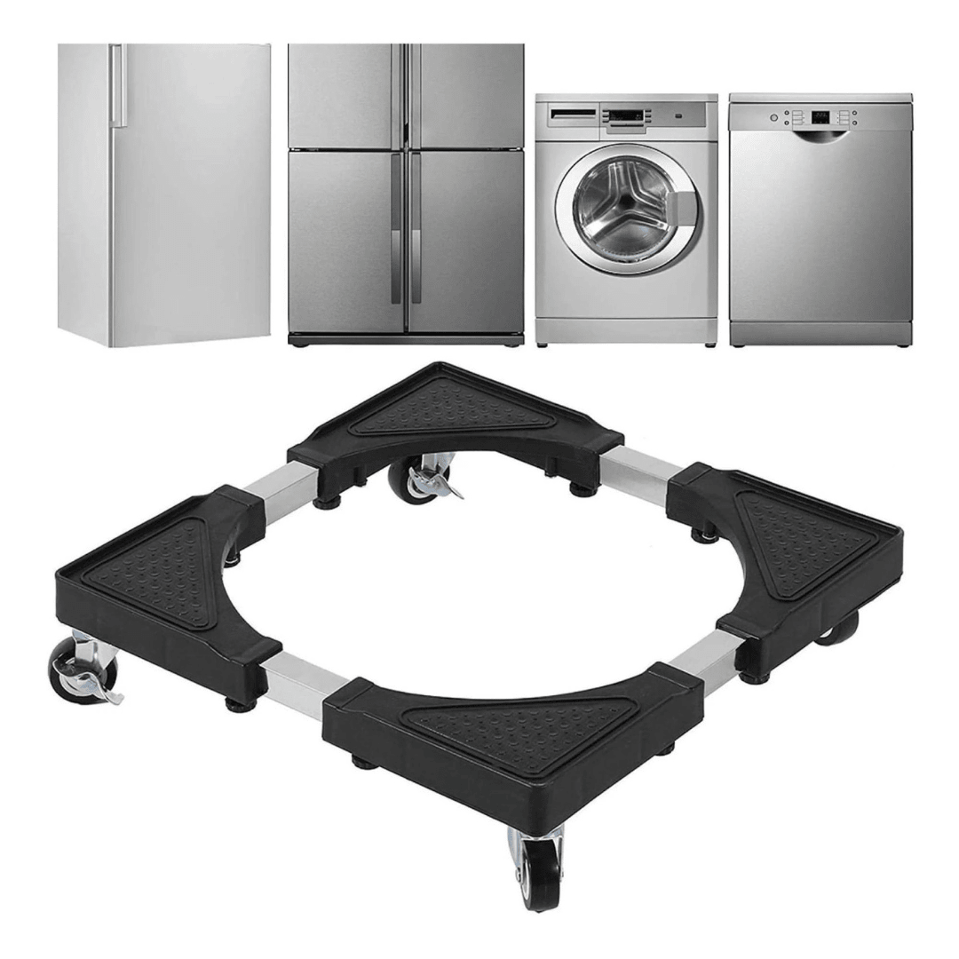 Soporte Base Heladera Lavarropas Ruedas Ajustable Negro - Muy Moderna Uruguay