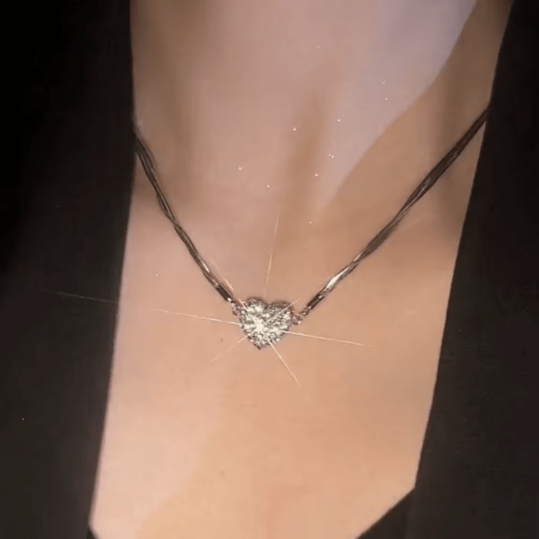 Collar de Corazon Magnético con Zirconias - Muy Moderna Uruguay