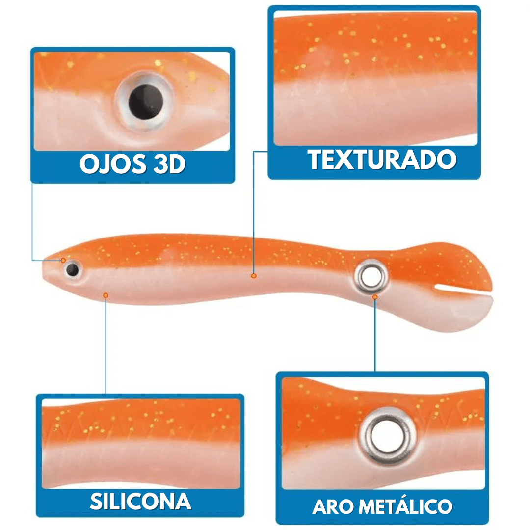Set de 5 Señuelos Flexibles De Silicona Para Pesca - Muy Moderna Uruguay
