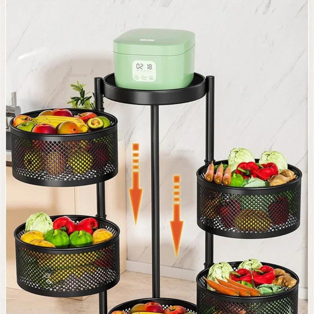Carrito Organizador De Cocina Frutero 5 Niveles con Canastos Circulares