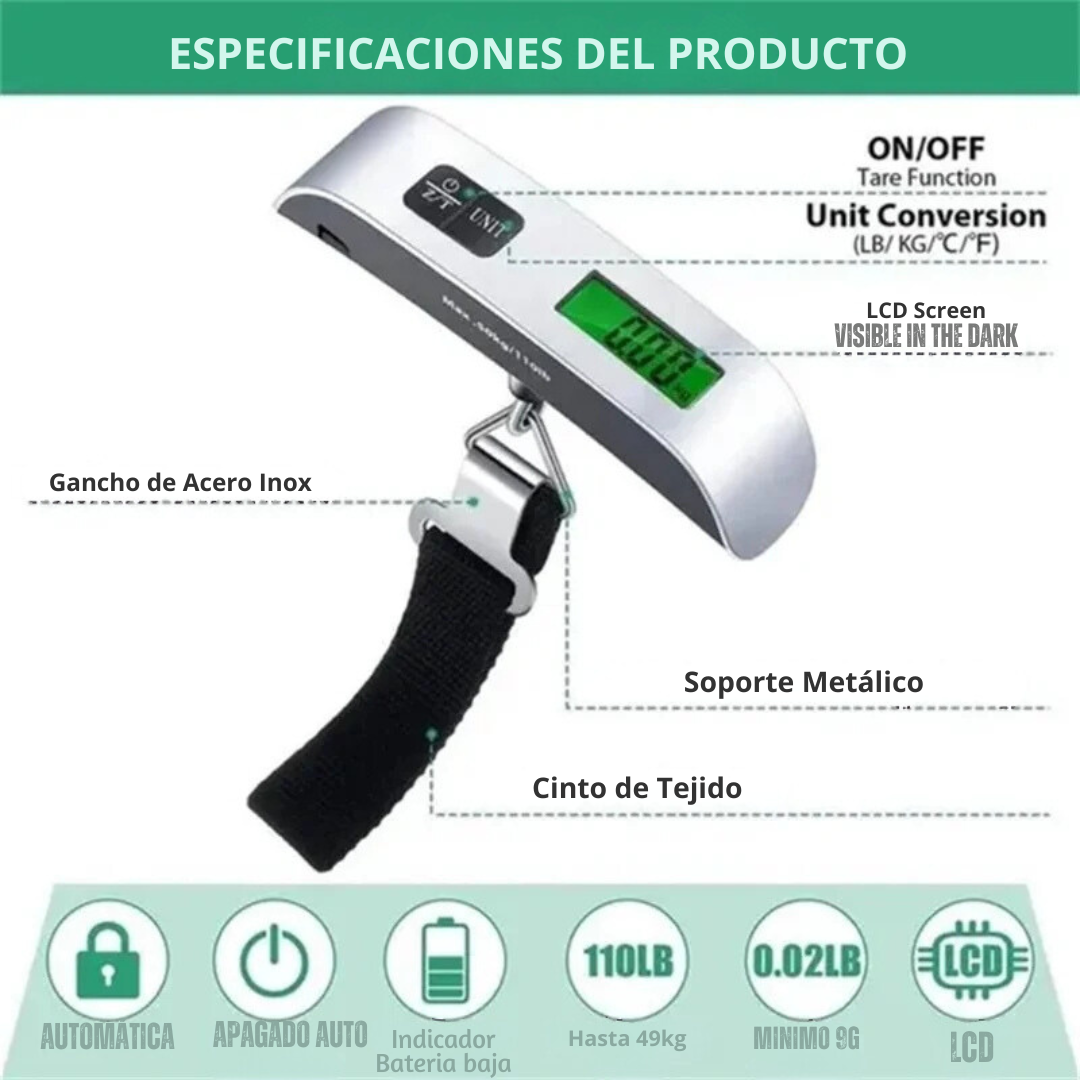 Balanza Digital De Colgar Portátil Para Equipaje 50kg