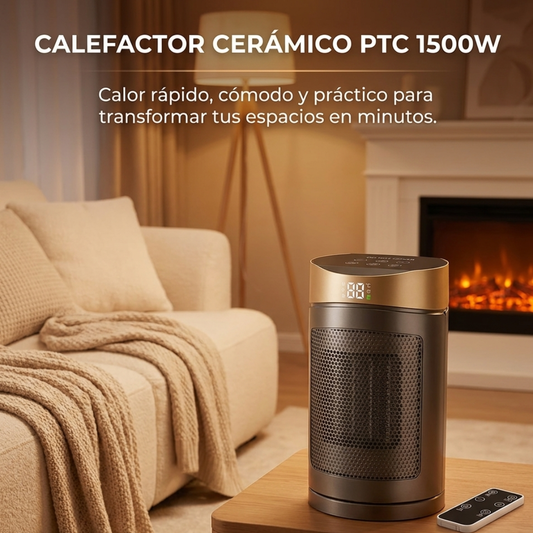 Calefactor Eléctrico Cerámico Oscilante con Control Remoto 1500W