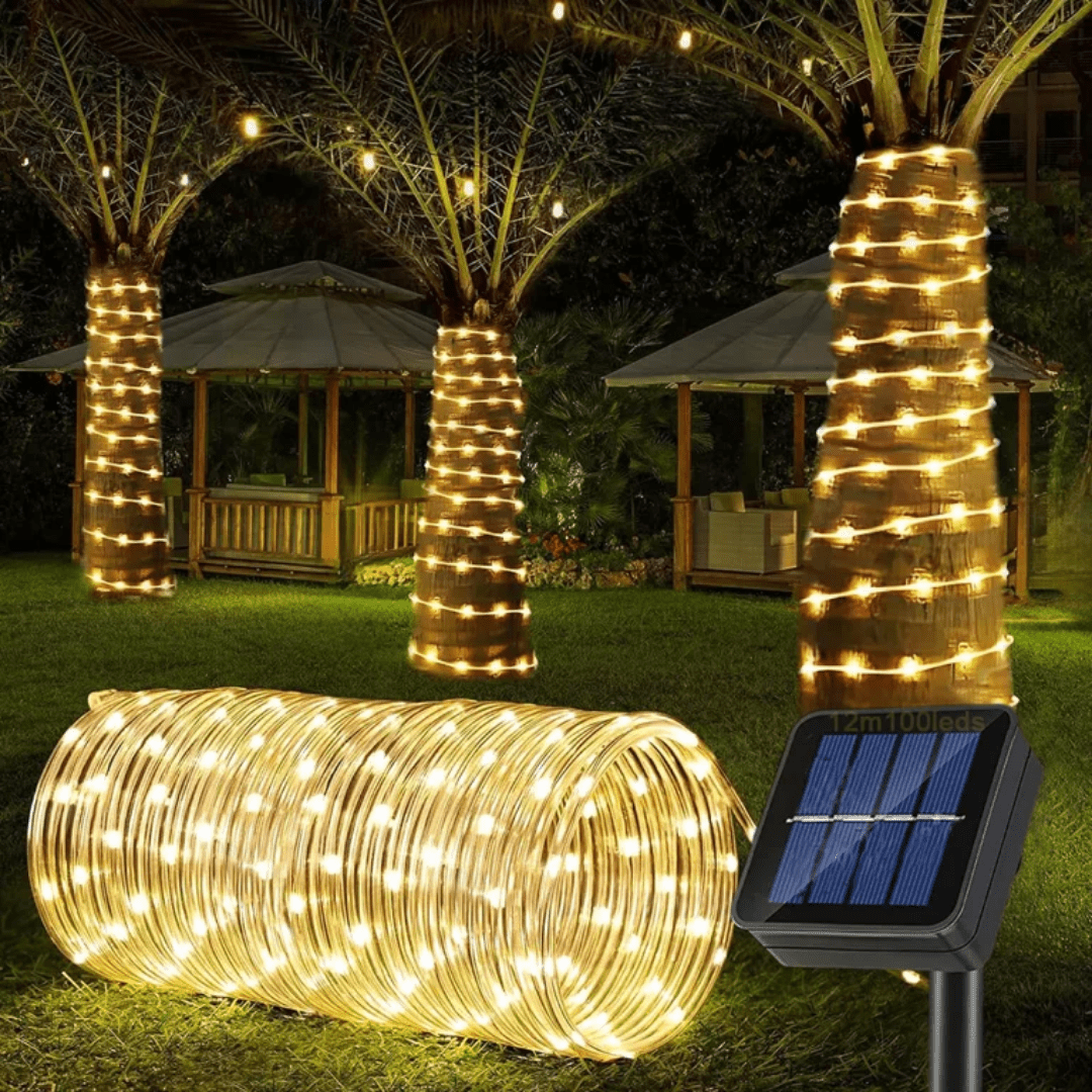 Guirnalda Solar en Tubo Impermeable Luces LED 20mts - Muy Moderna Uruguay