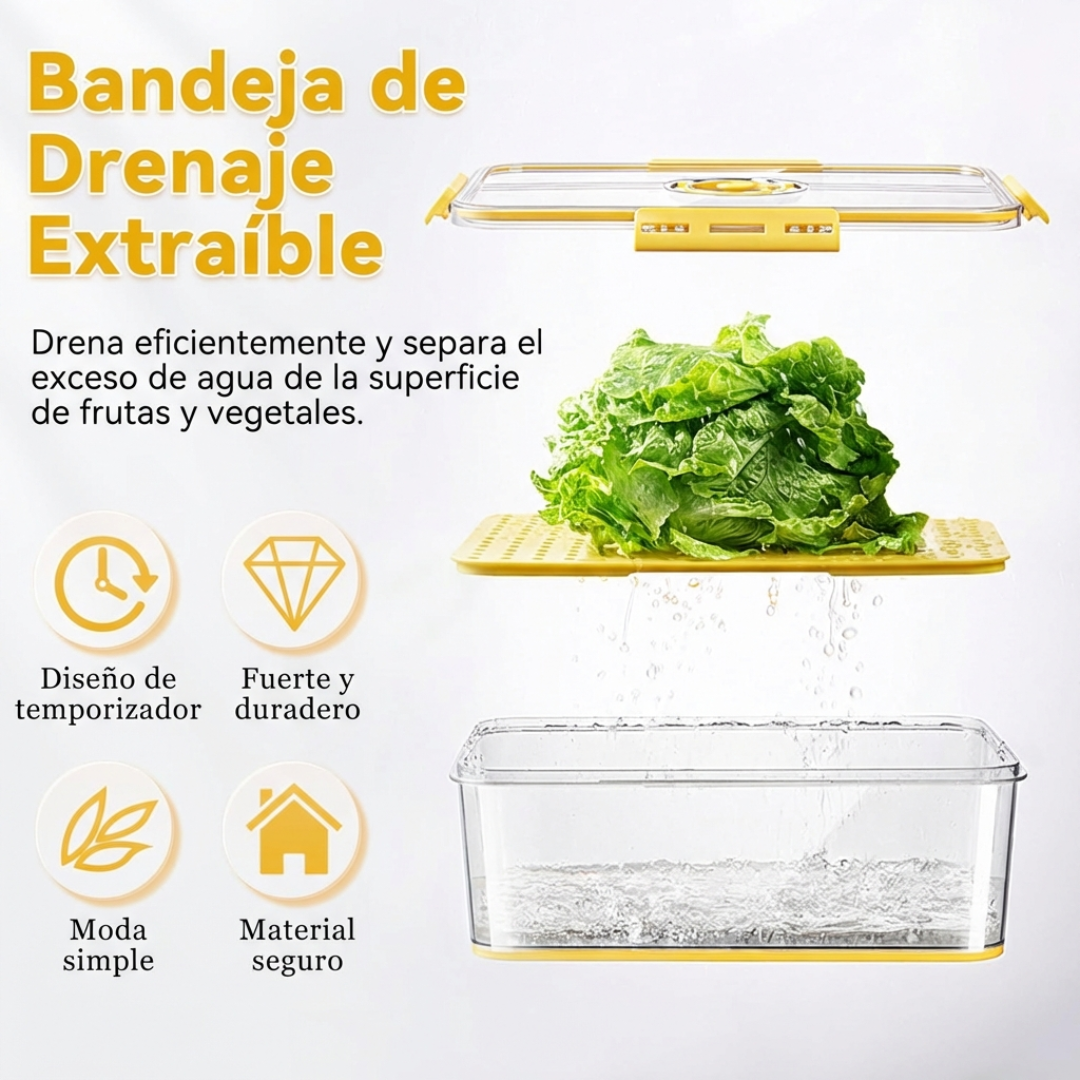 Set 3 Organizadores Heladera Tapers Herméticos Escurrido