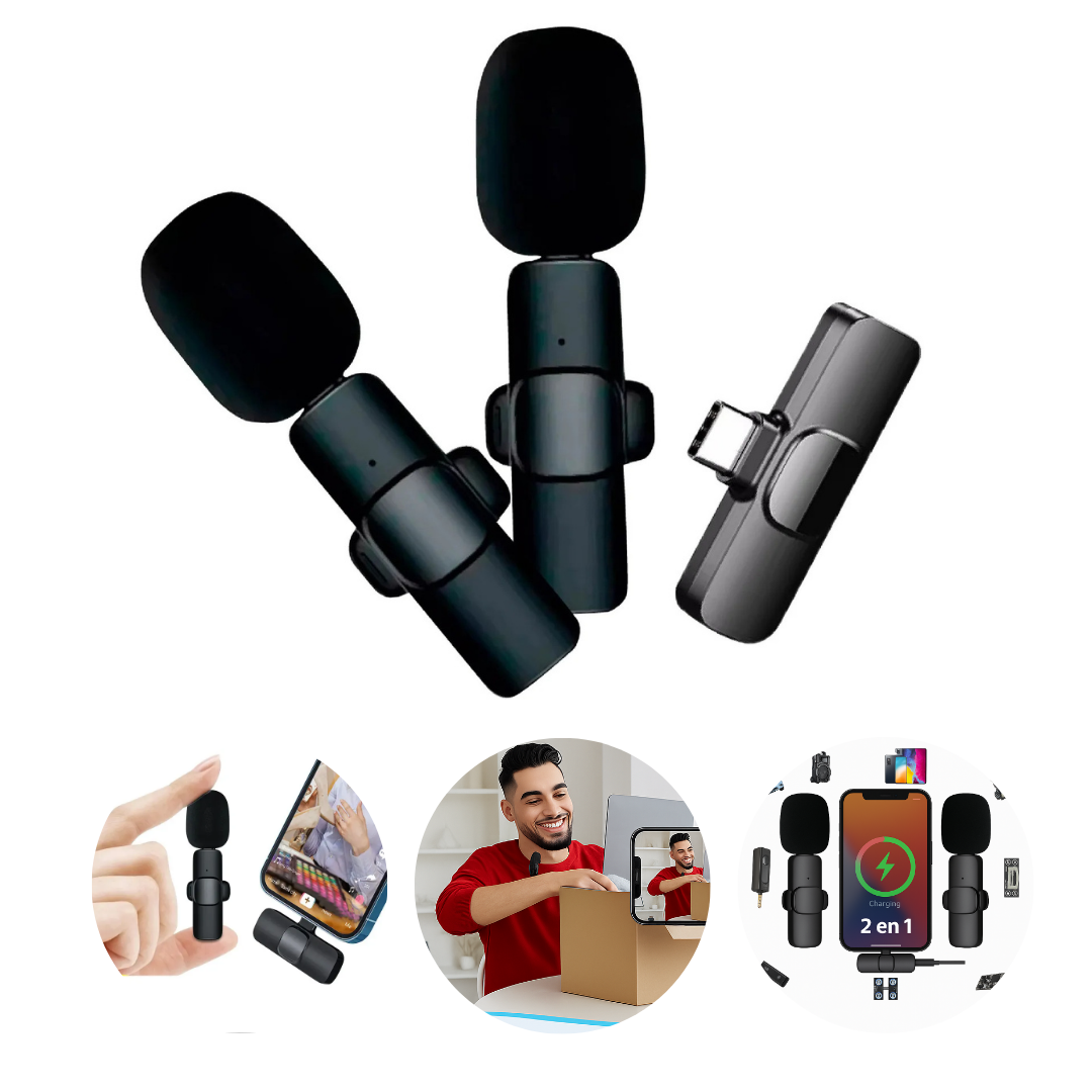 Set De 2 Micrófonos Solaperos Inalámbricos iPhone Android