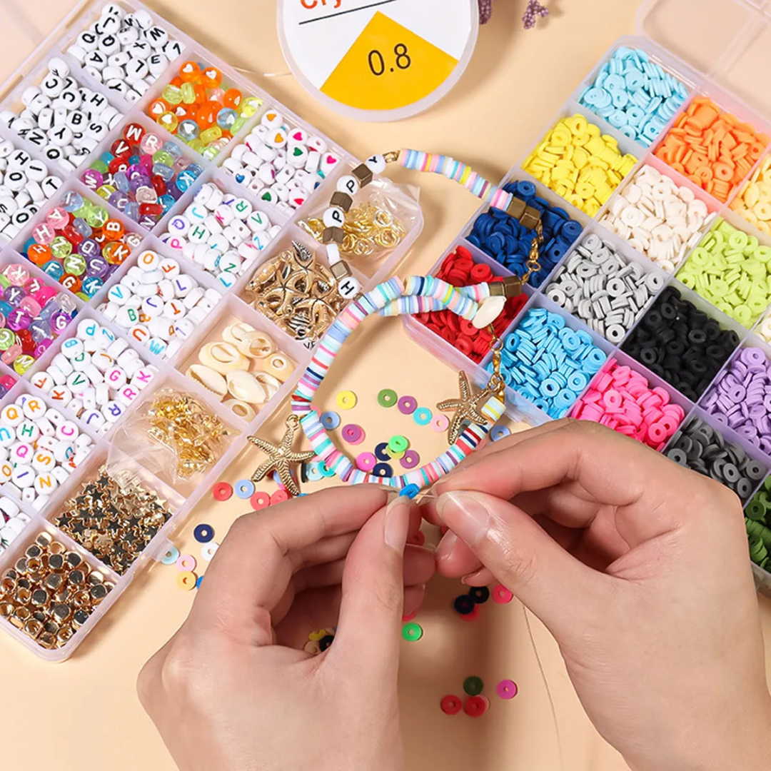 Kit Completo Pulseras y Collares con Cuentas de Arcilla - Muy Moderna Uruguay