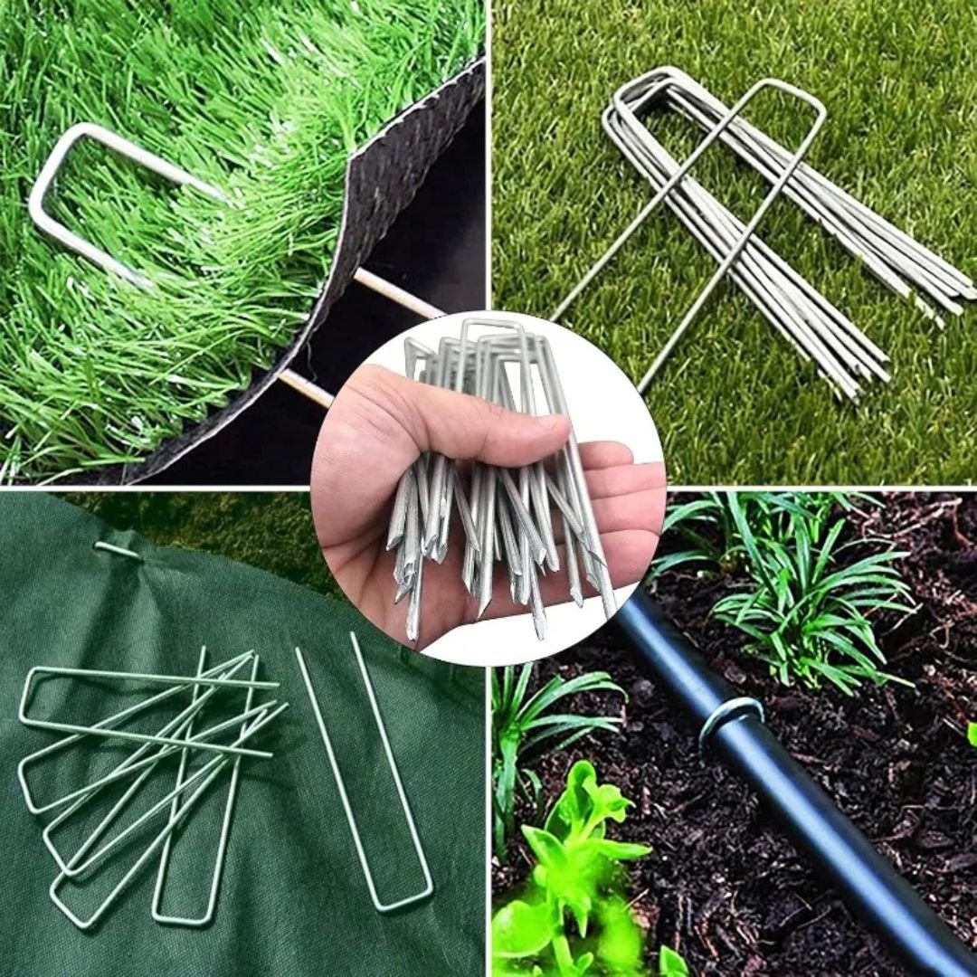 Pack De 100 Grampas Estacas Galvanizadas Para Tejido Y Jardín - Muy Moderna Uruguay