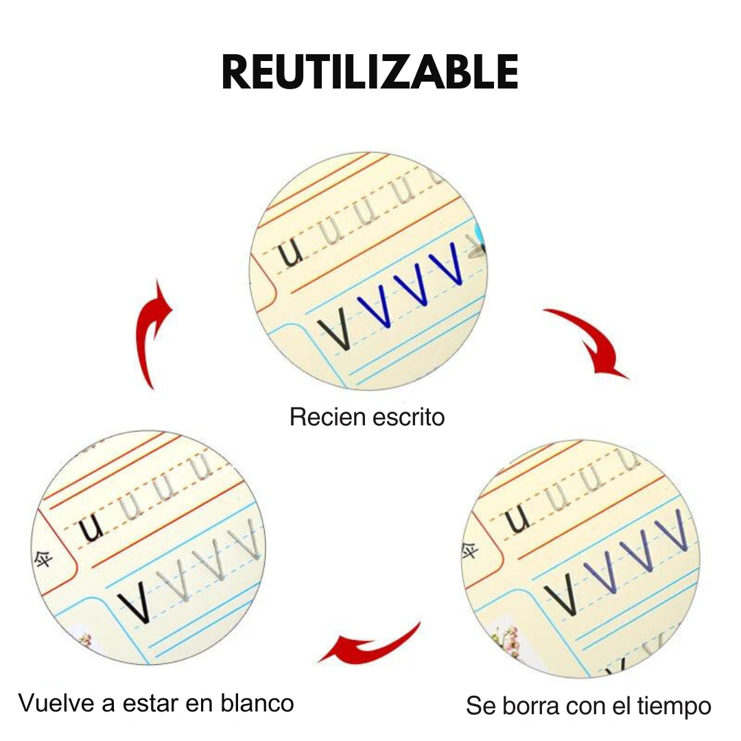 Set De 4 Libros Autoborrado Magico Didacticos De Escritura Español