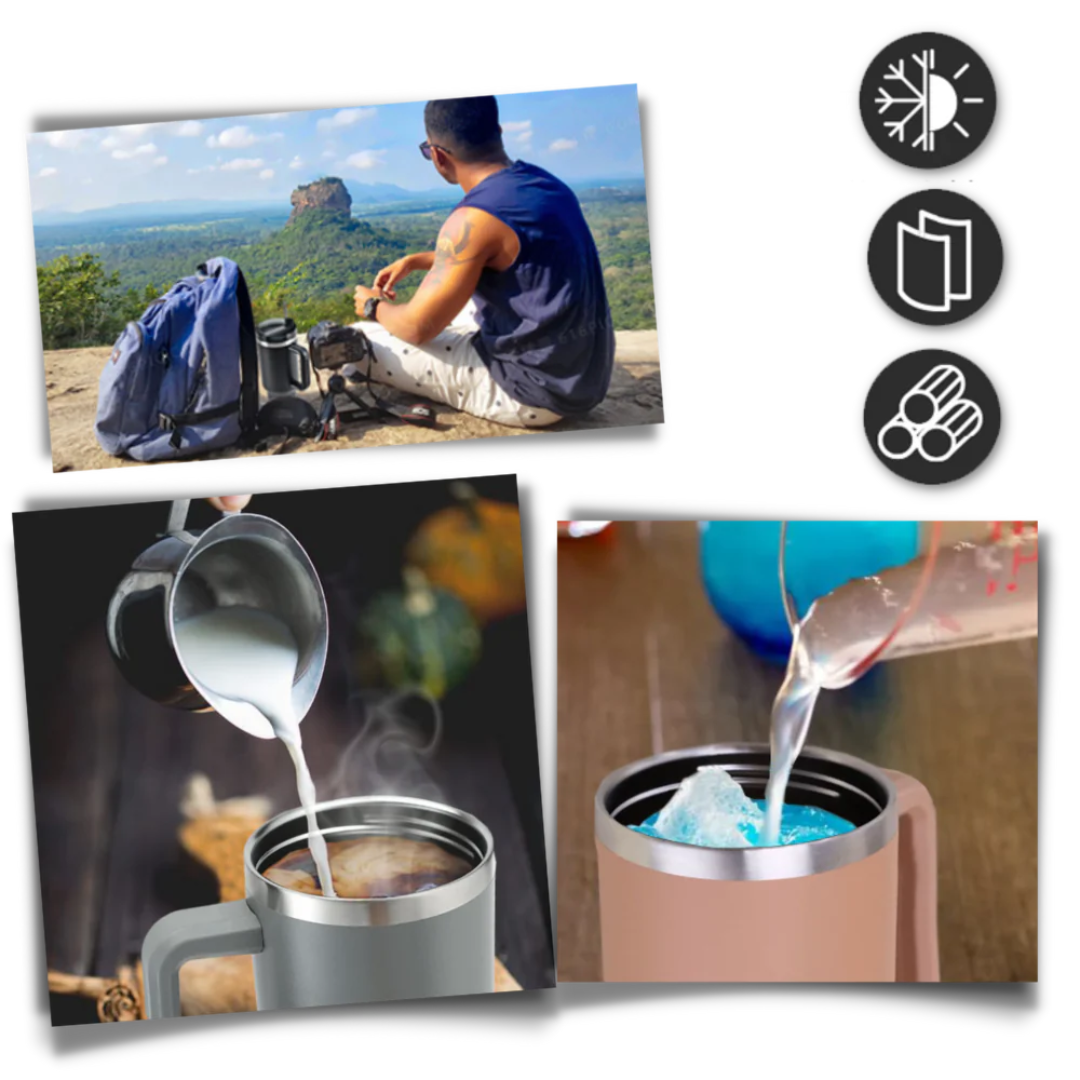 Vaso Térmico 1200ml con Tapa, Sorbito y Agarre Seguro