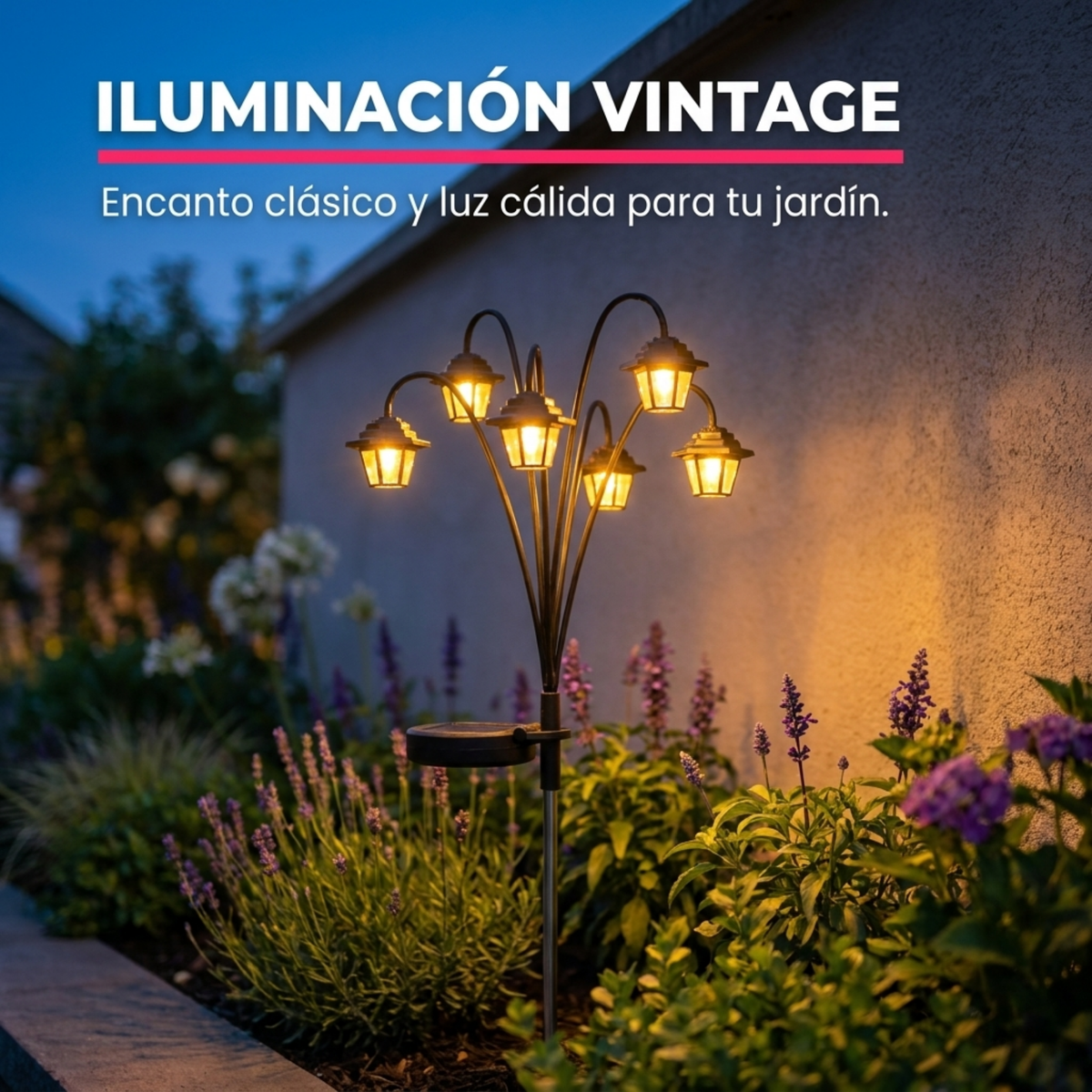 Farol Solar Vintage para Jardín Exterior 64 cm – 6 LED Pack x2