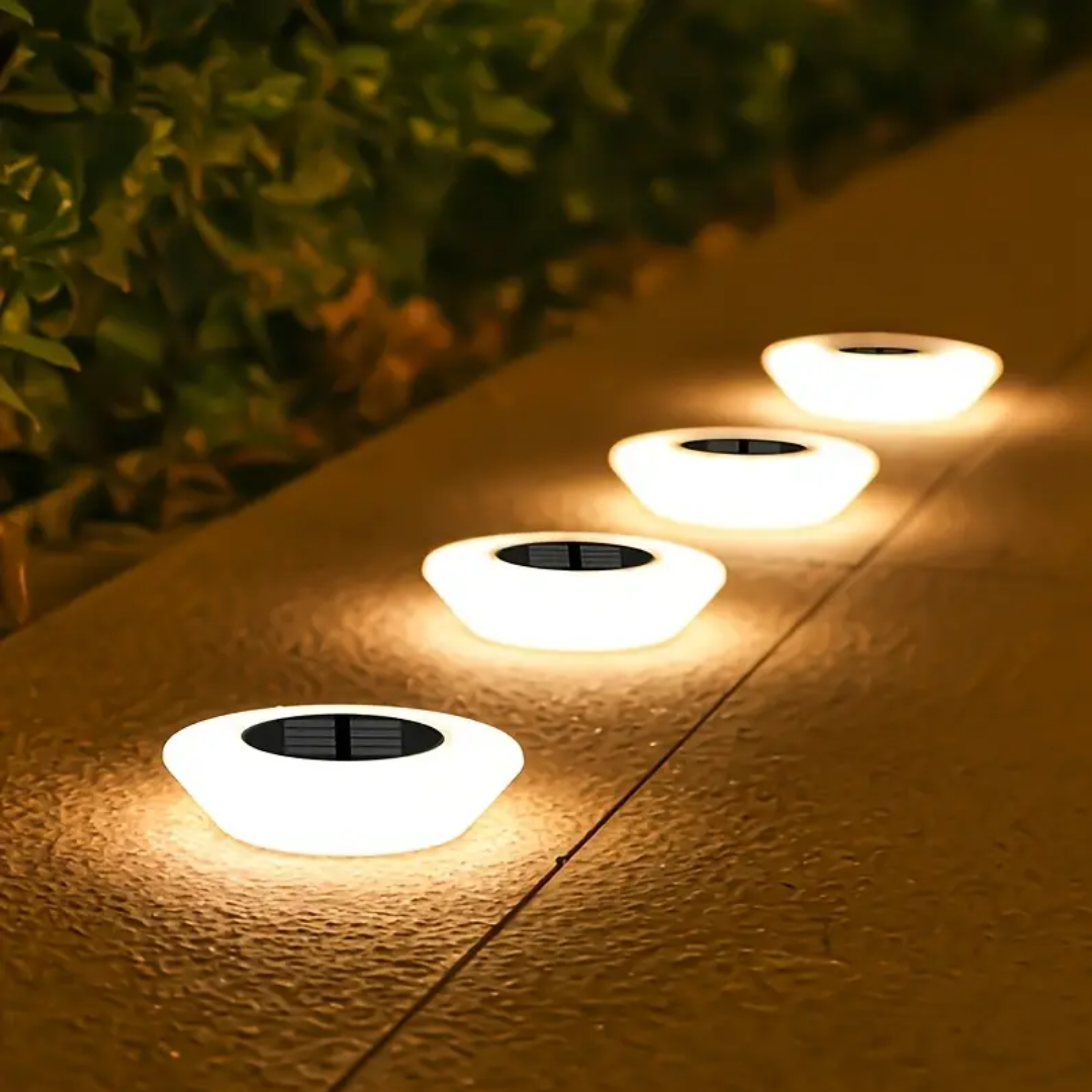 Pack x4 Luces Solares LED Cálidas para Jardín- Automáticas e Impermeables