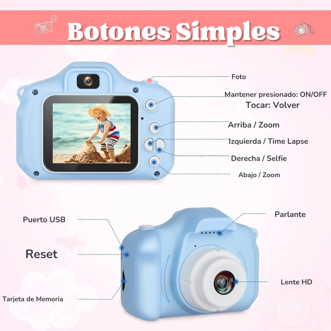 Mini Cámara Digital Para Niños + Tarjeta 32gb - Muy Moderna Uruguay