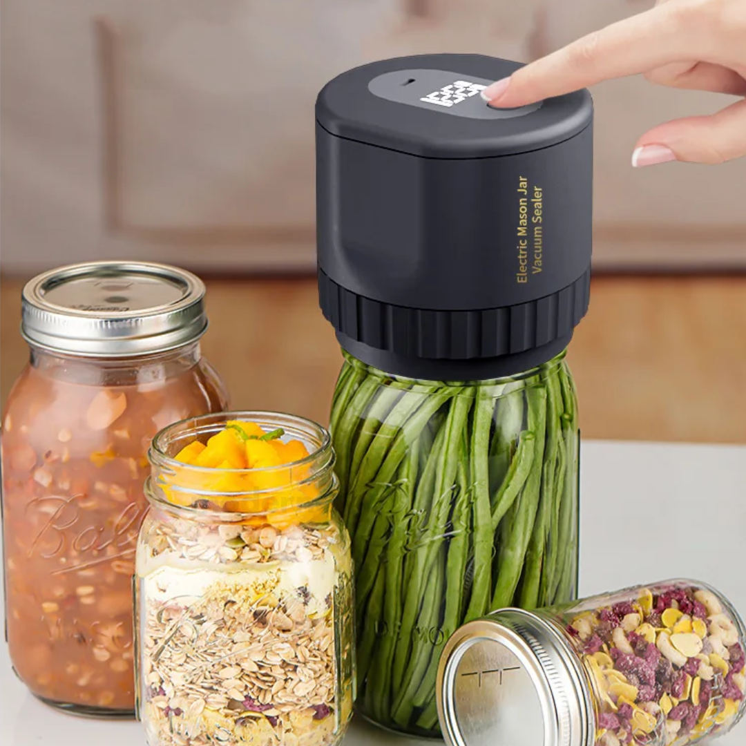 Kit Sellador al Vacío Portátil con Tapas Reutilizables para Frascos