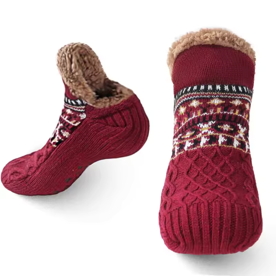 Pantuflas tipo Medias Térmicas Antideslizantes con Corderito Interior
