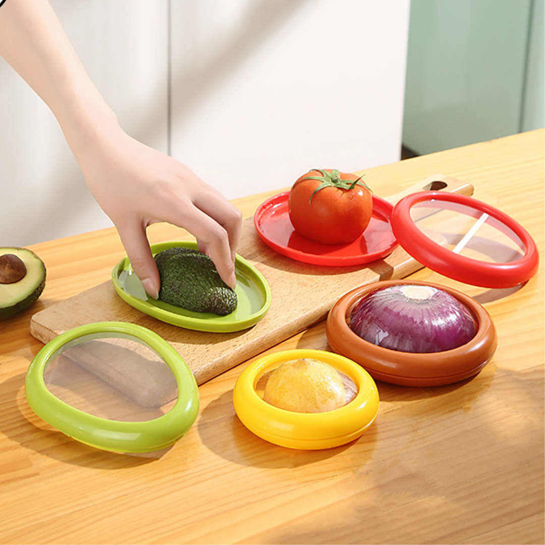 Set de 4 Conservadores De Tapa Elástica Para Frutas Y Verduras