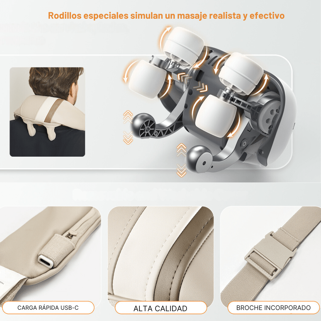 Masajeador 6D para Cuello y Hombros Recargable - Muy Moderna Uruguay