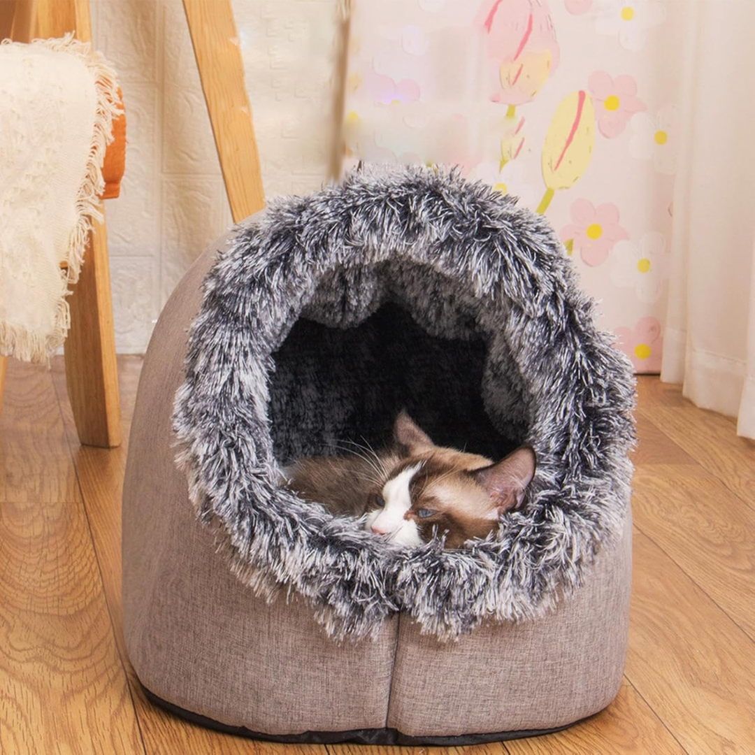Cama Cueva Térmica Abrigada para Gatos con Almohada