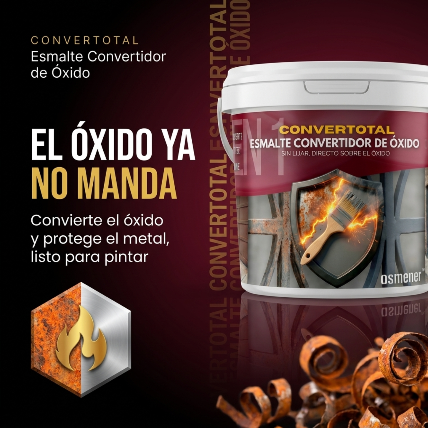 Esmalte Convertidor De Óxido Convertotal Pintura Antióxido 1 Litro