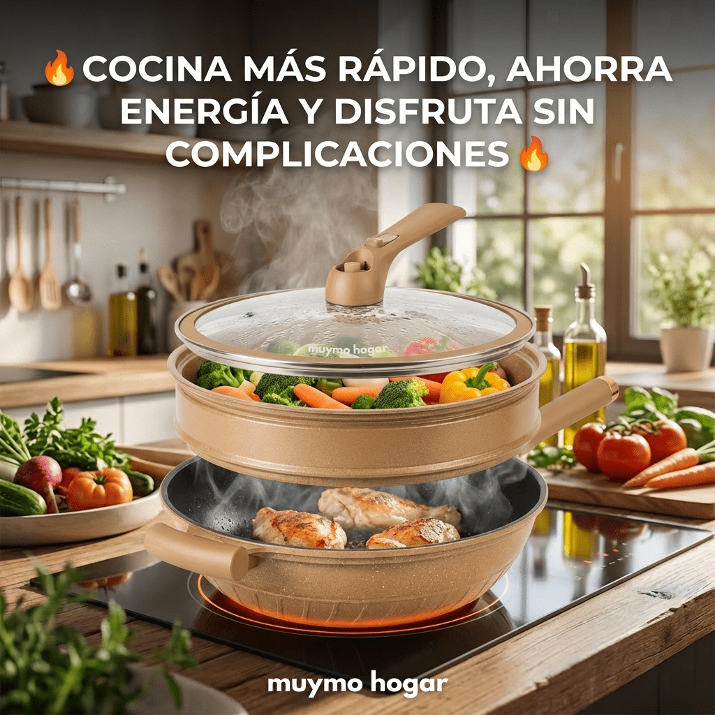 Sarten Antiadherente y Vaporera Recubierto en Arcilla - Muymo Hogar - Muy Moderna Uruguay