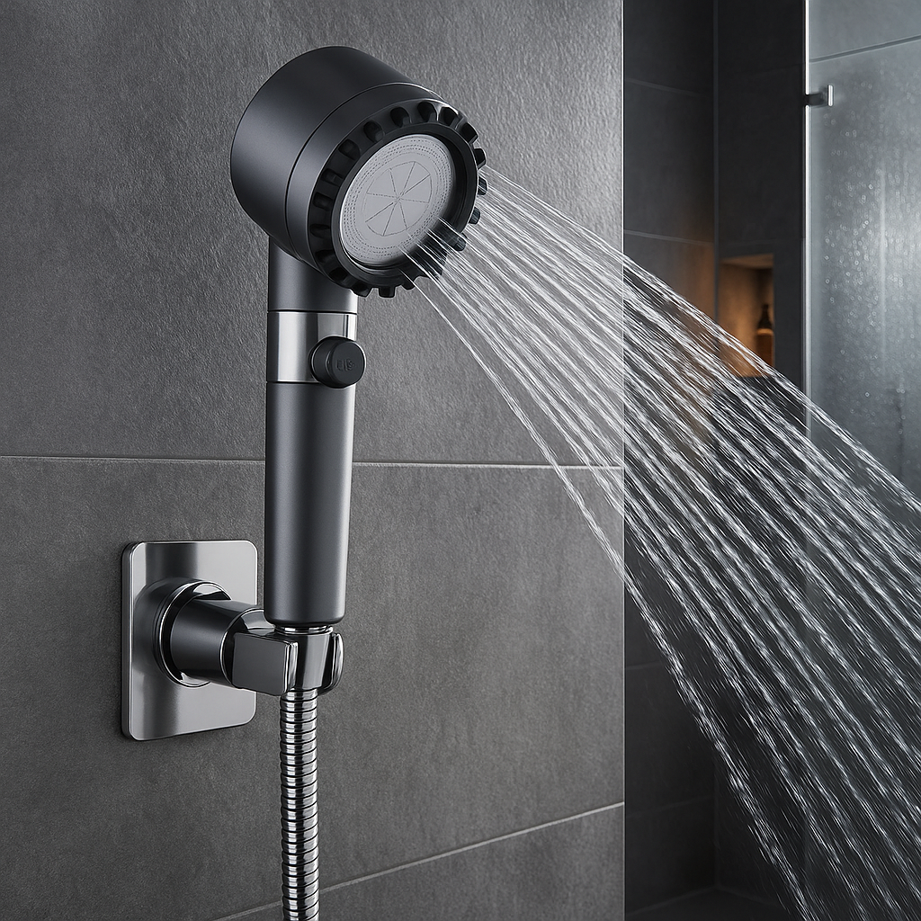 Ducha Presurizadora Con Masajeador Capilar, Manguera y Soporte