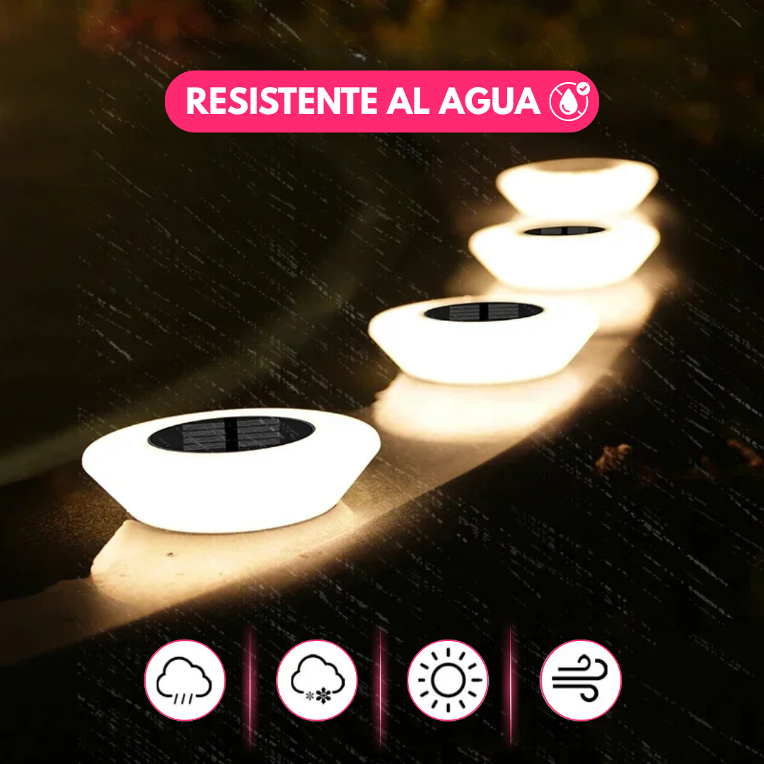 Pack x4 Luces Solares LED Cálidas para Jardín- Automáticas e Impermeables