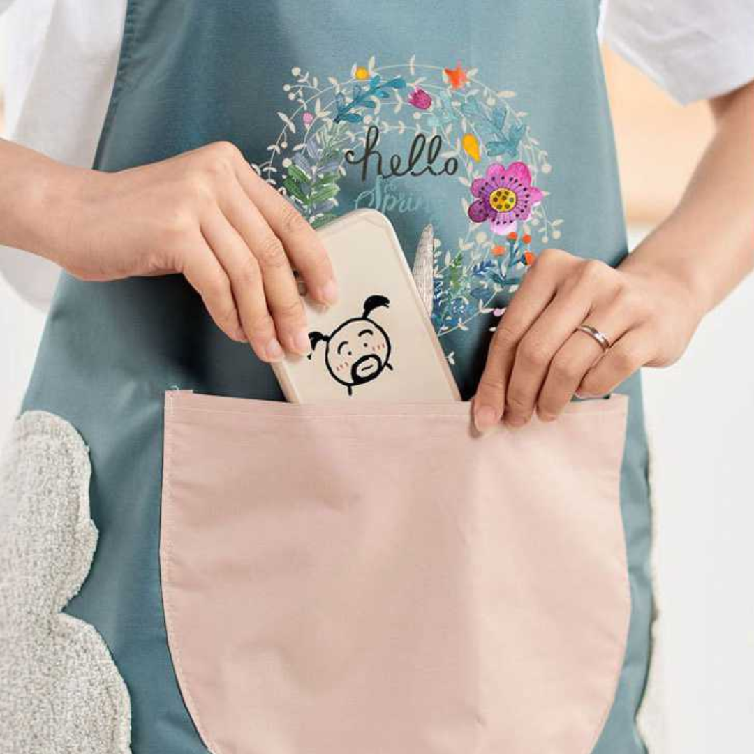 Delantal de Cocina Antimanchas con Paño Secamanos y Bolsillo