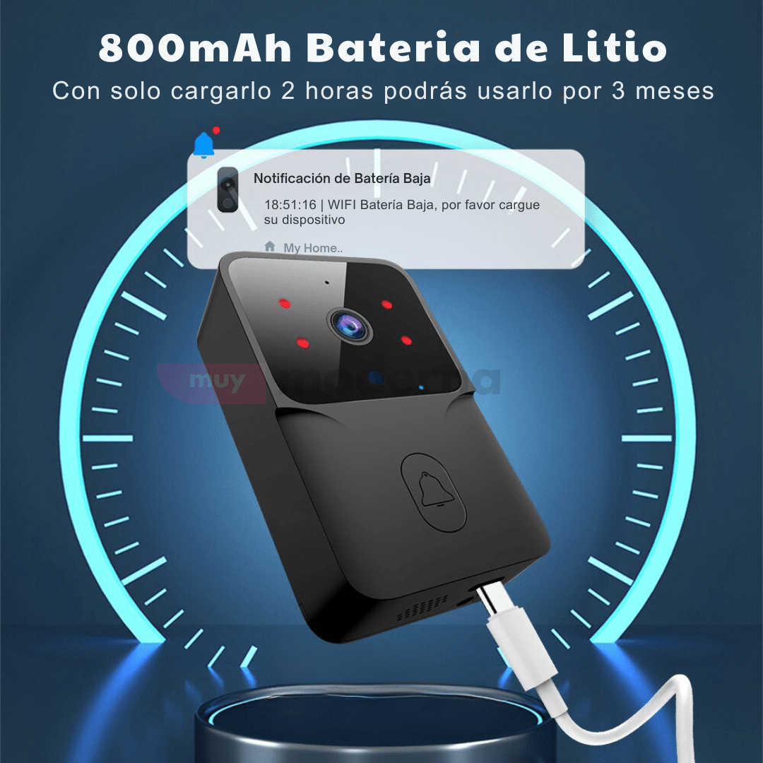 Timbre Con Cámara Y Micrófono Wifi Eléctrico Aplicación Tuya - Muy Moderna Uruguay
