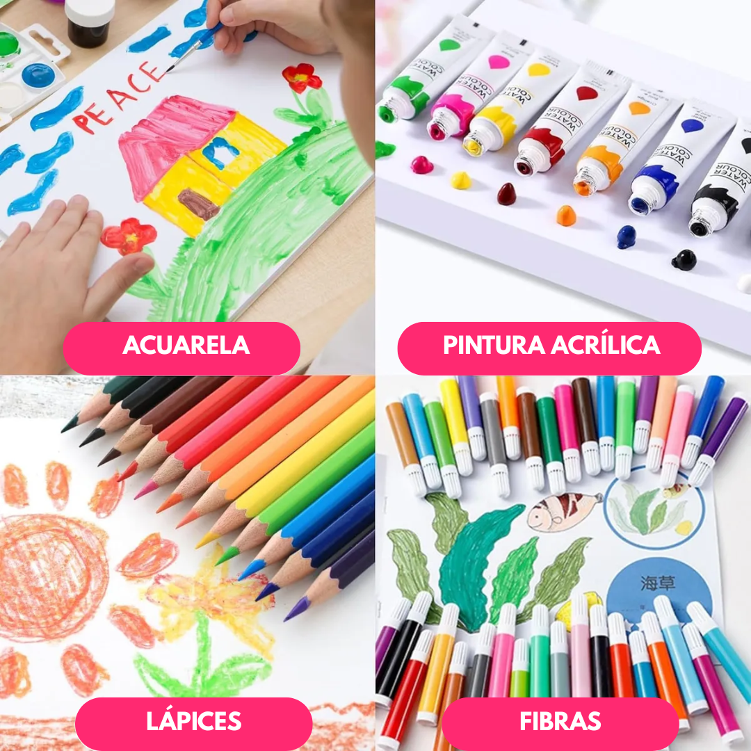 Set De Arte Infantil Valija De 145 Piezas Maletin Metalico