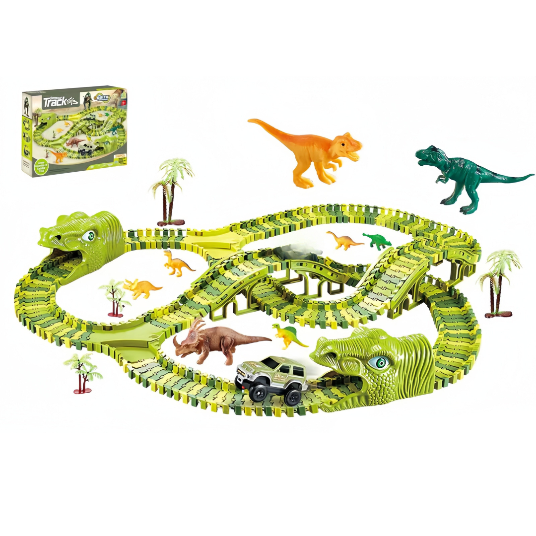 Pista Flexible Dinosaurios Grande Flexible Encastre 240 Piezas - Muy Moderna Uruguay