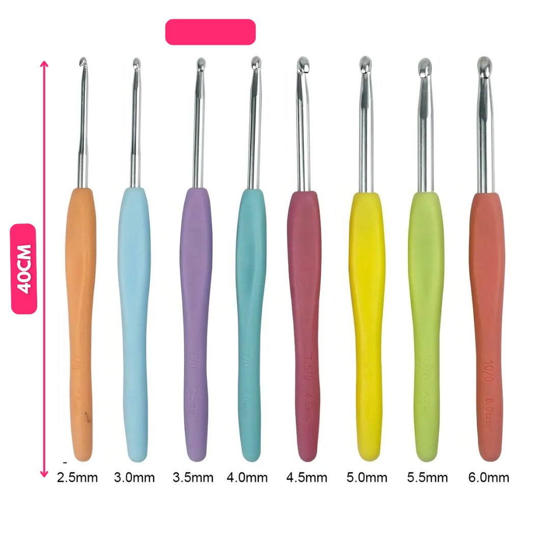 Kit de Crochet 55 Piezas con Estuche Rígido y Agujas Ergonómicas