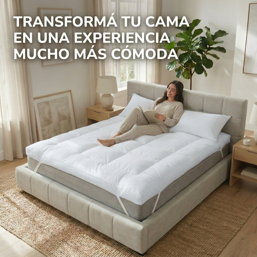 Cubre Colchón Topper Pillow 2 Plazas 150x200cm 10cm Extra Confort