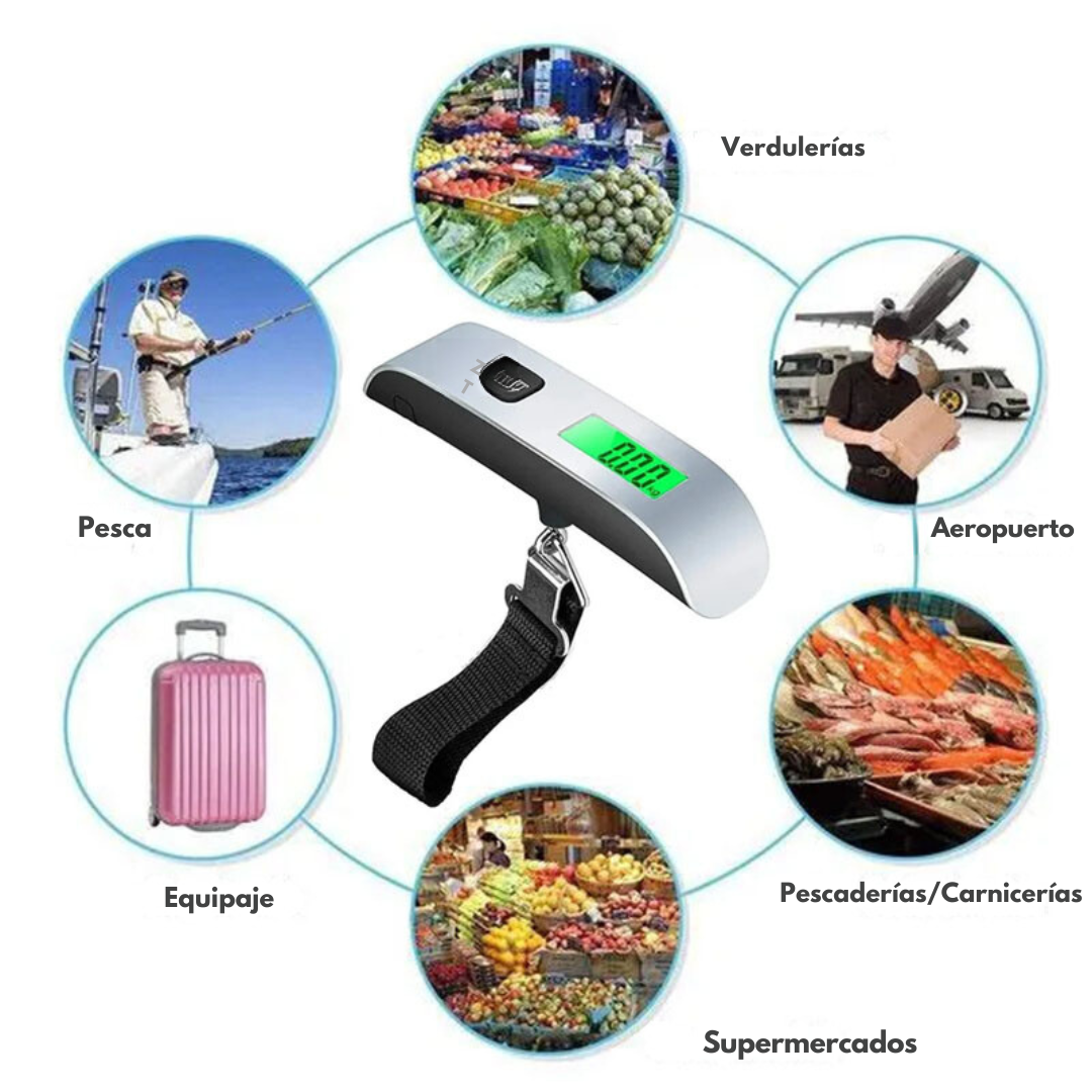 Balanza Digital De Colgar Portátil Para Equipaje 50kg - Muy Moderna Uruguay