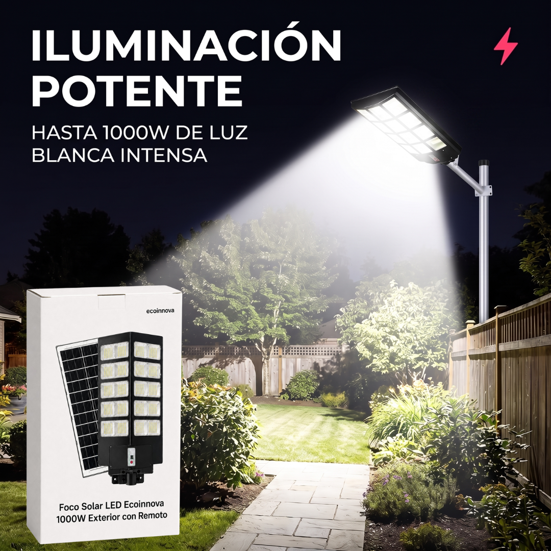 Foco Solar Led 1000w Exterior Alumbrado C/Remoto - Ecoinnova
