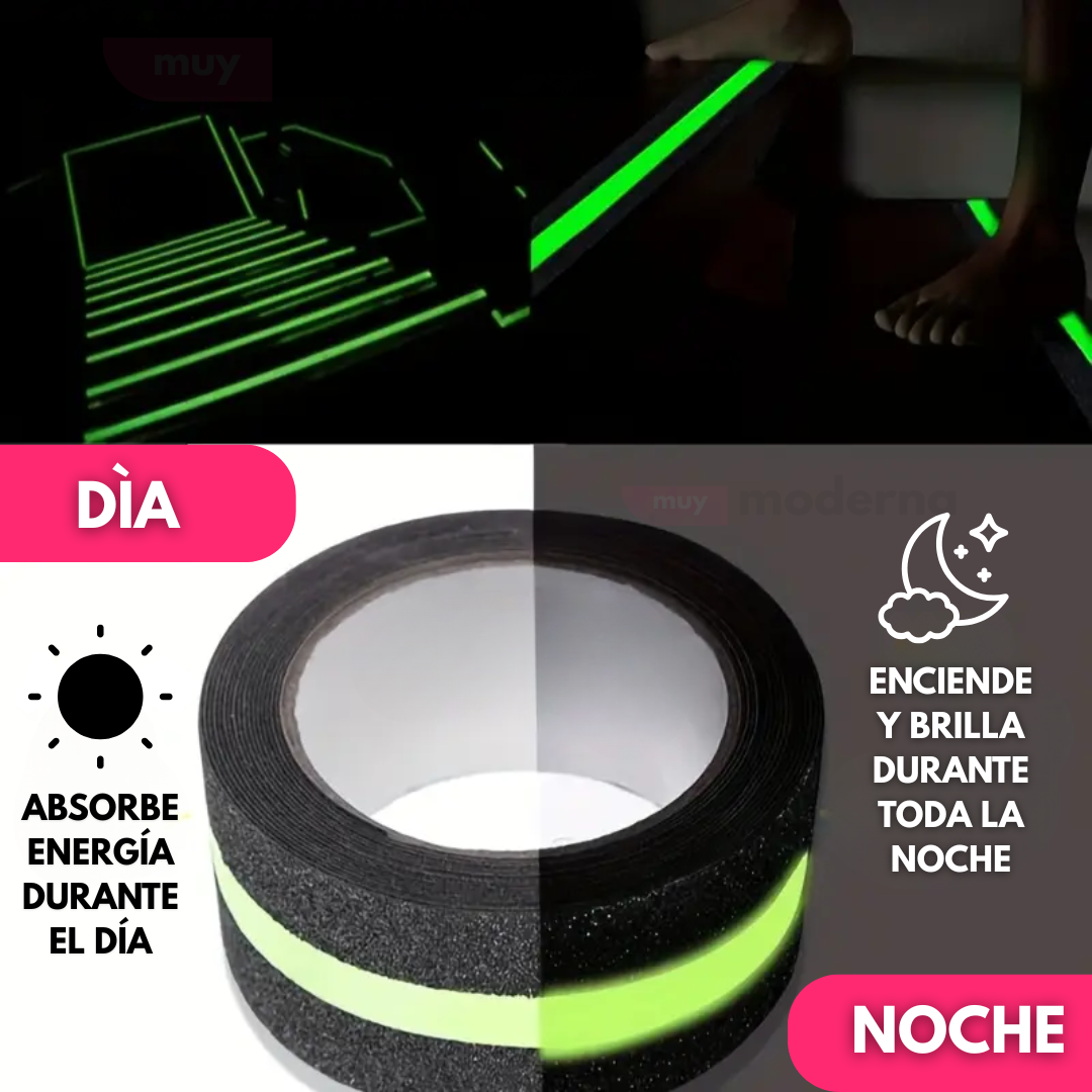 Cinta Antideslizante que Brilla En La Oscuridad Para Escalera