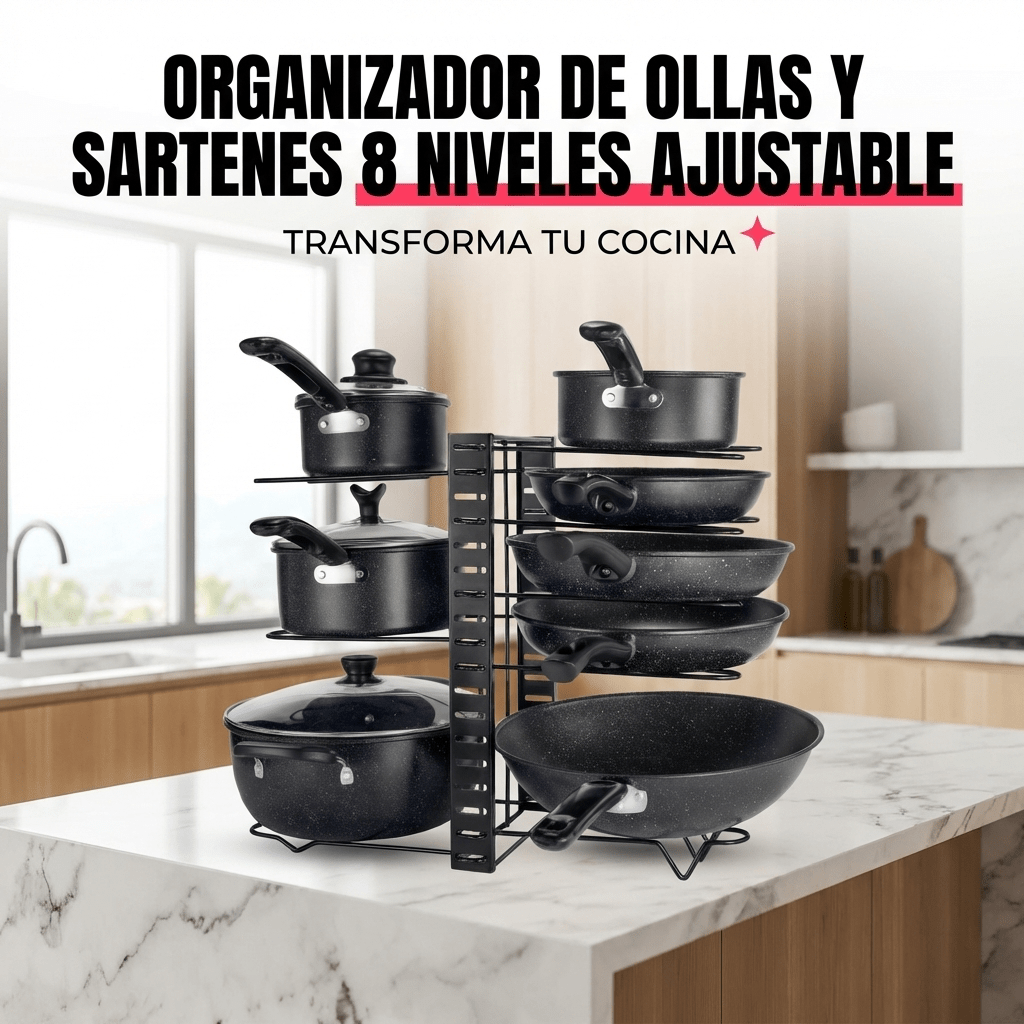 Organizador de Ollas y Sartenes 8 Niveles Ajustable - Muy Moderna Uruguay