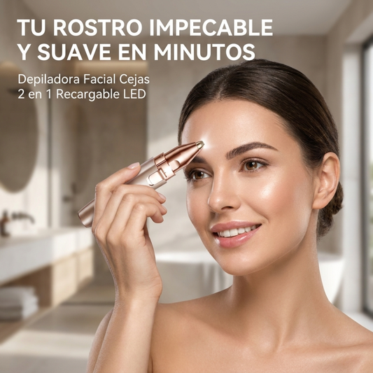 Depiladora Facial Cejas 2 en 1 Recargable LED