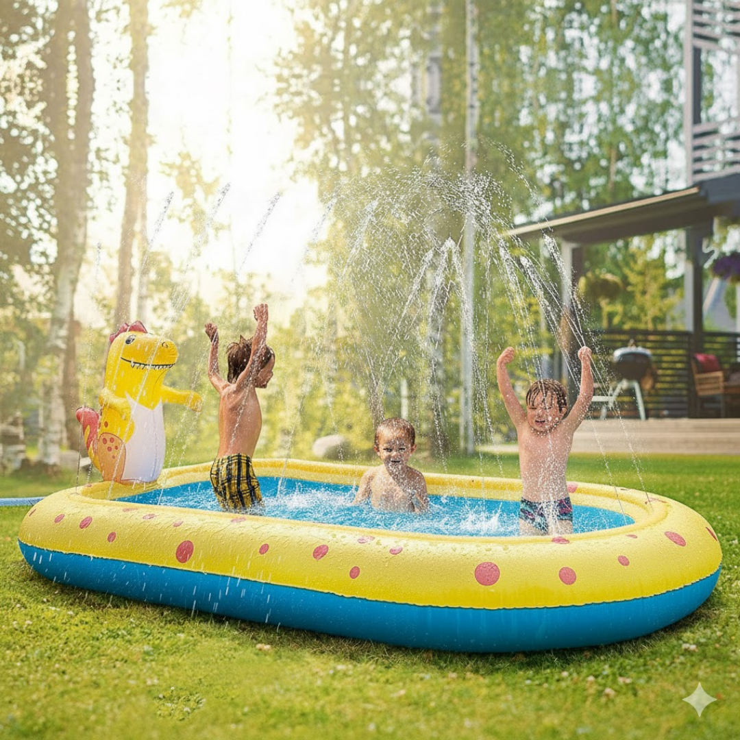 Piscina Inflable Infantil 170cm Con Rociador De Dinosaurio - Muy Moderna Uruguay