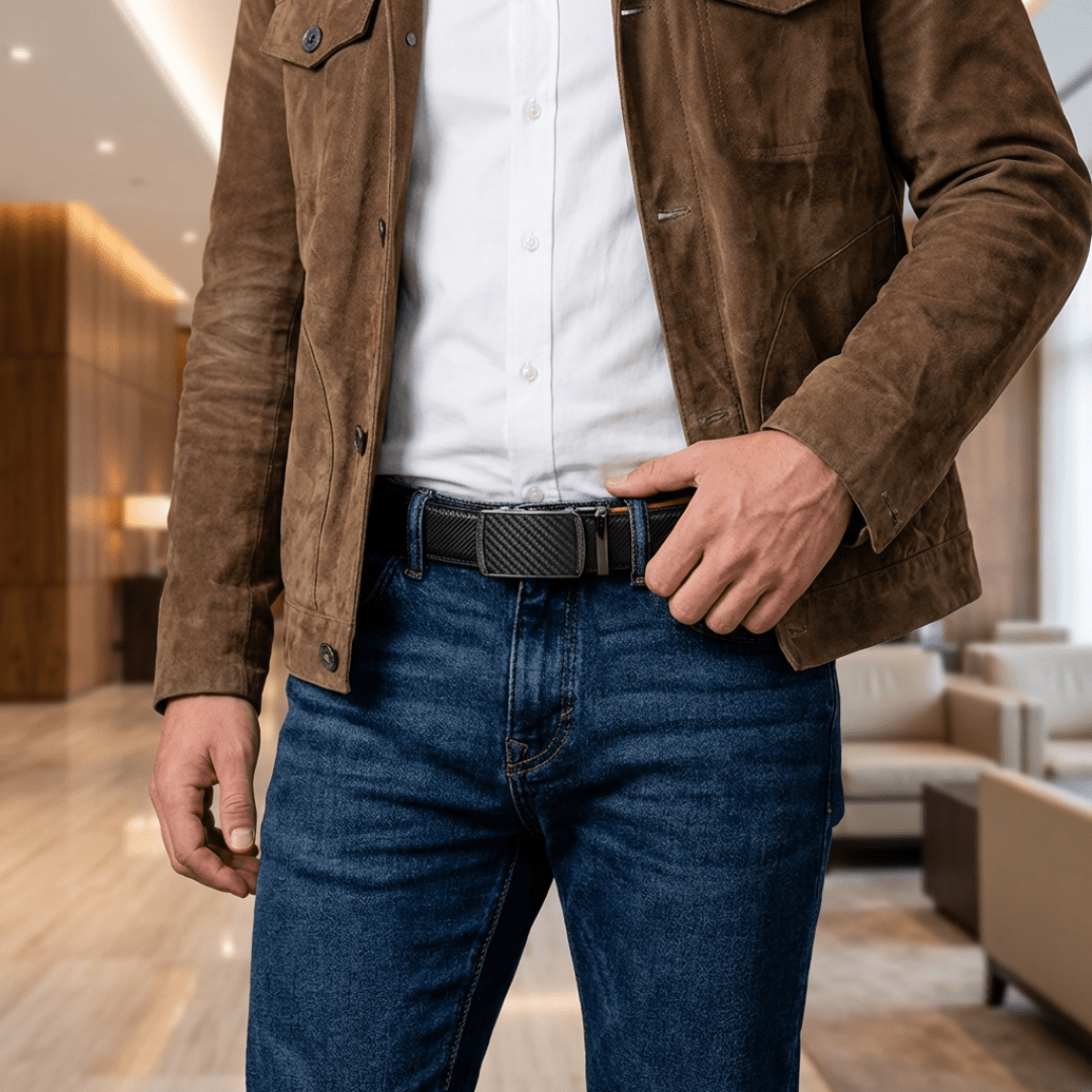 Cinturón De Cuero Para Hombre Con Ajuste Fácil sin Agujeros - Muy Moderna Uruguay