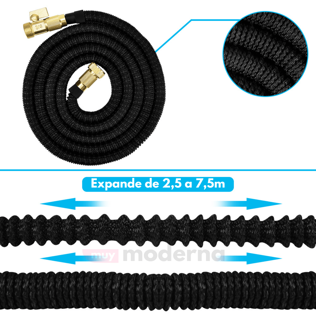 Manguera Extensible Premium 7,5m + Pistola - Muy Moderna Uruguay