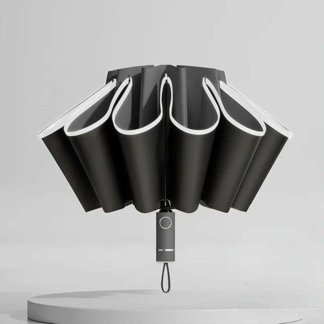 Paraguas Invertido Plegable, Antiviento, con Franja Reflectante y Protección UV