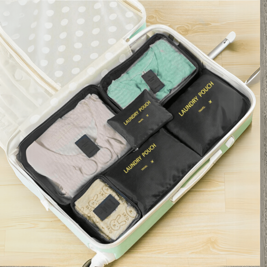 Set de 6 Bolsas Organizadoras Grises para Valija Varios Tamaños - Muy Moderna Uruguay