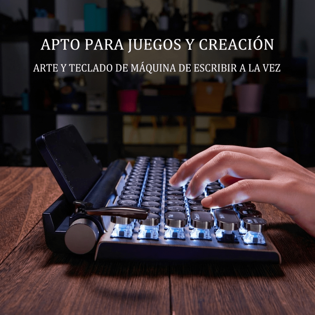 Teclado Bluetooth Mecánico Retro Switch Blue Inalámbrico - Muy Moderna Uruguay