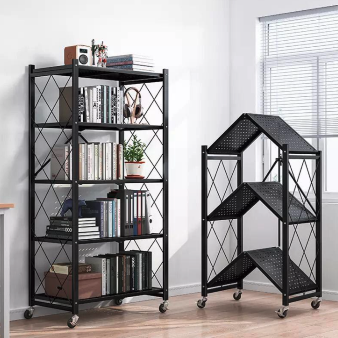 Estantería Plegable de 5 Niveles con Ruedas
