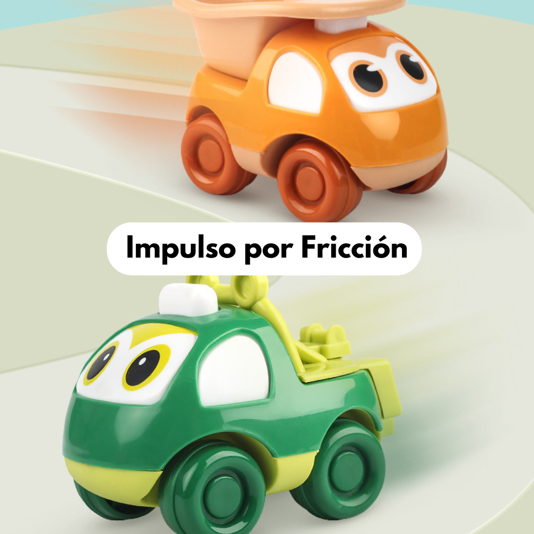 Set De 4 Autitos Animados A Fricción