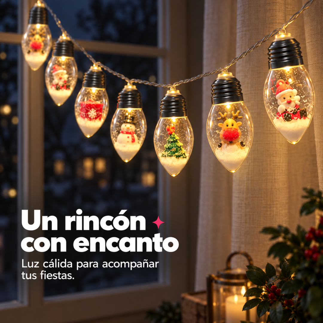 Guirnalda Navideña LED de 20 Luces con Arbolitos a Pilas