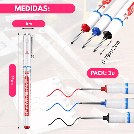 Pack x4 Marcadores de Punta Larga Para Carpinteria - Muy Moderna Uruguay