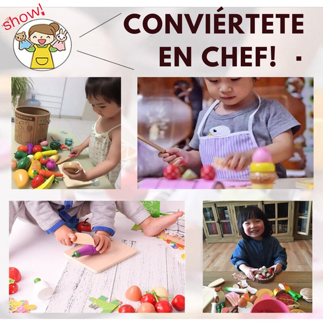 Juego Magnético de Cortar Frutas y Verduras en Madera