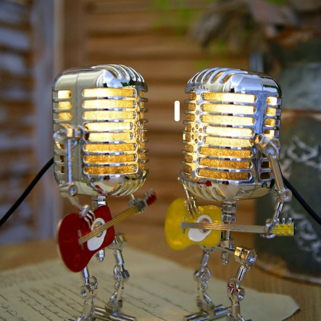 Micrófono Retro Decorativo Con Luz Led